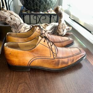 Magnanni Burnished light Brown Apron Oxford Dress Shoes size 10.5